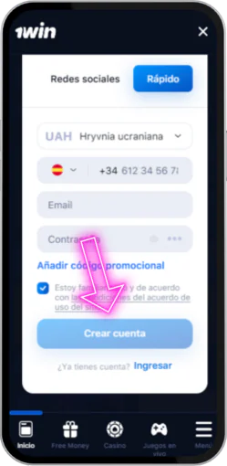 Regístrate en el casino