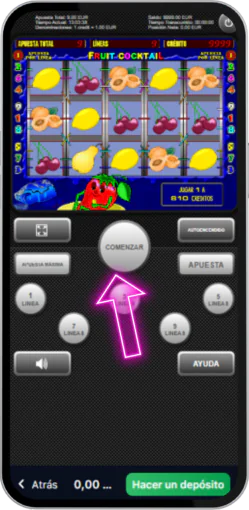 Gira una tragamonedas en un casino